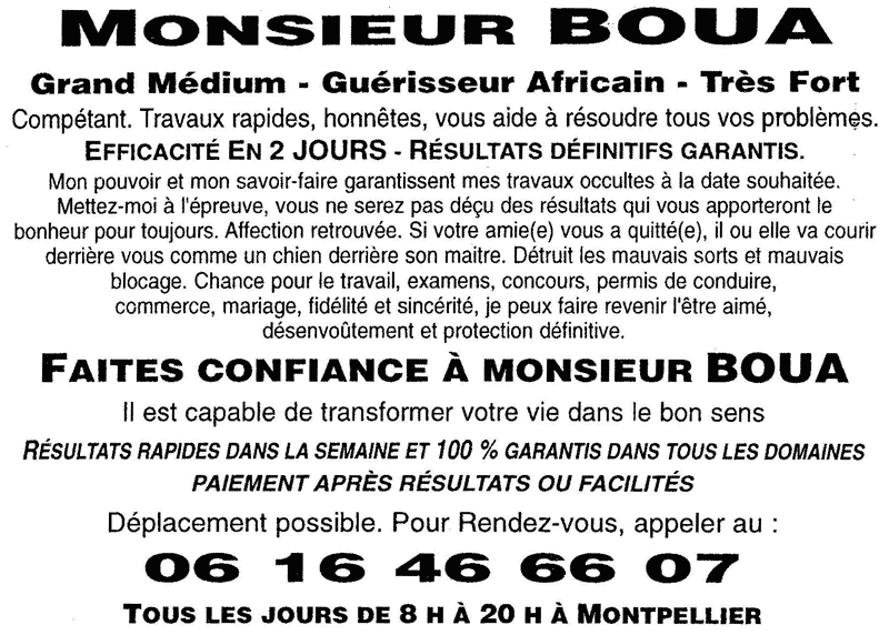 Monsieur BOUA, Hrault, Montpellier