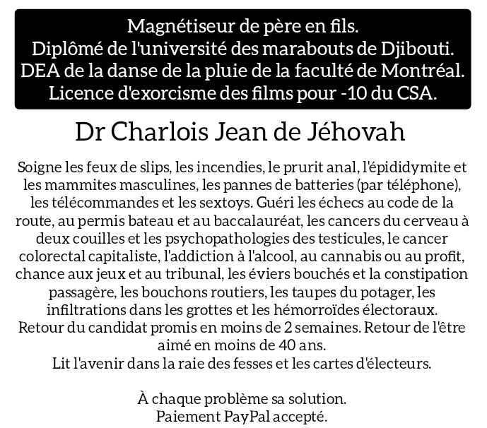 Cliquez pour voir la fiche dtaille de Charlois Jean de Jhovah