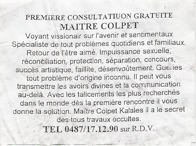 Matre COLPET, Belgique