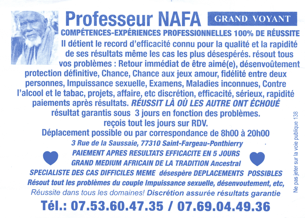 Professeur NAFA, Seine-et-Marne