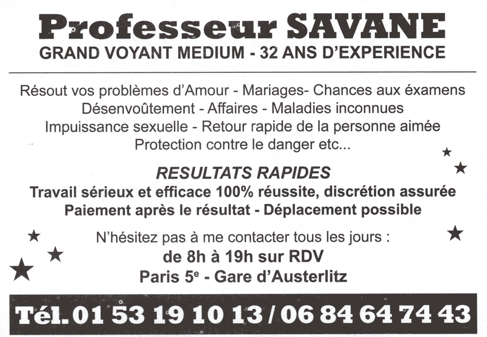 Professeur SAVANE, Paris