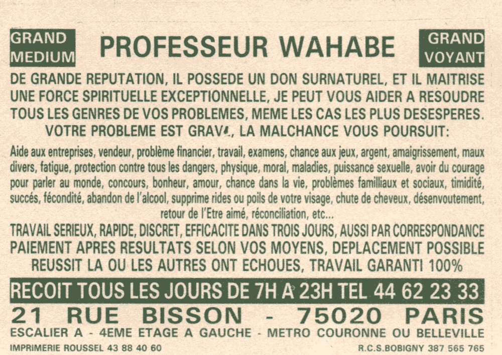 Professeur WAHABE, Paris