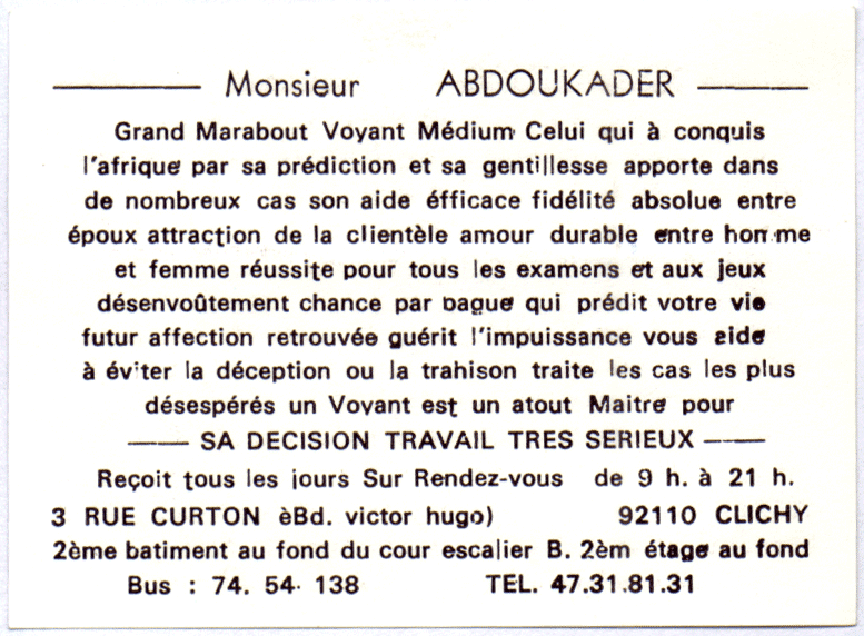Monsieur ABDOUKADER, Hauts de Seine