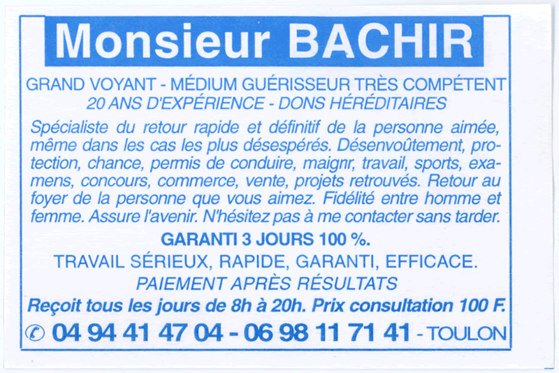 Monsieur BACHIR, Var