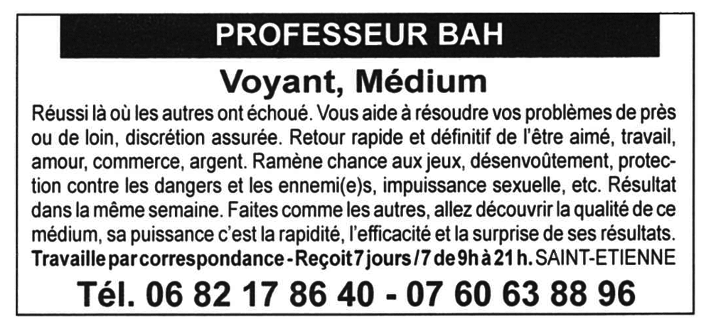 Professeur BAH, Saint-Etienne