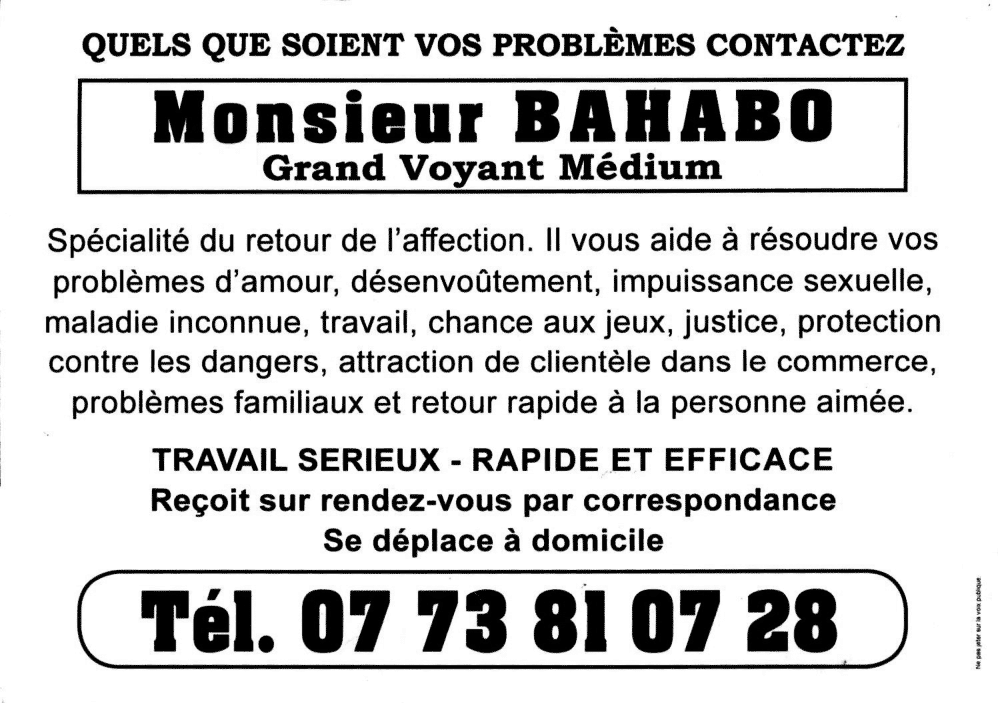 Monsieur BAHABO, Paris