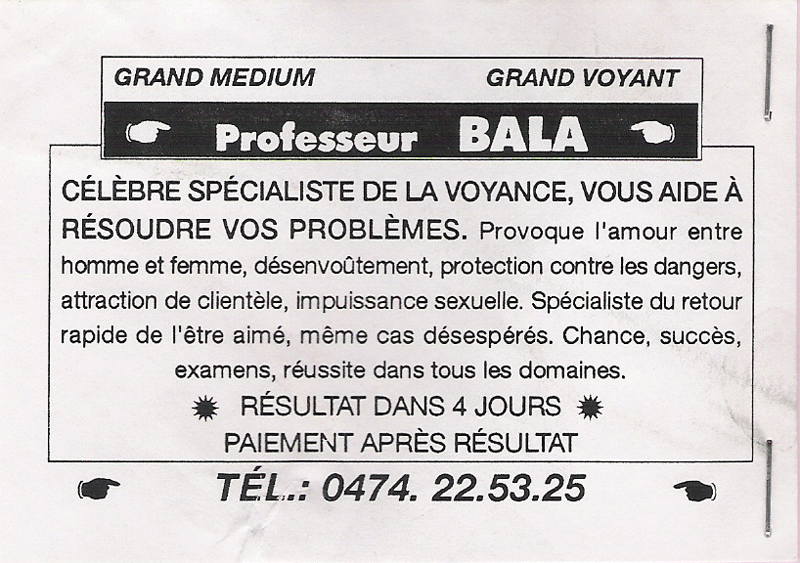 Professeur BALA, Belgique