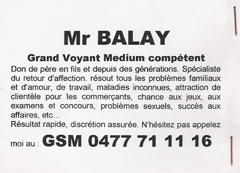 Monsieur BALAY, Belgique