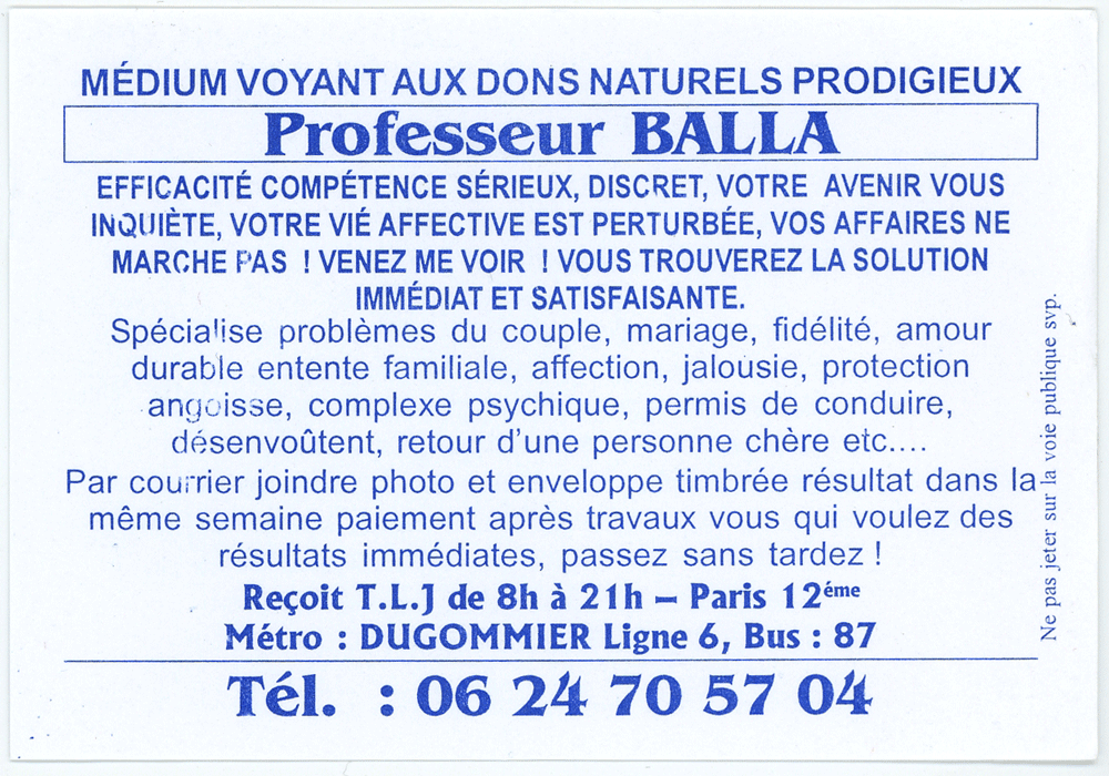 Professeur BALLA, Paris