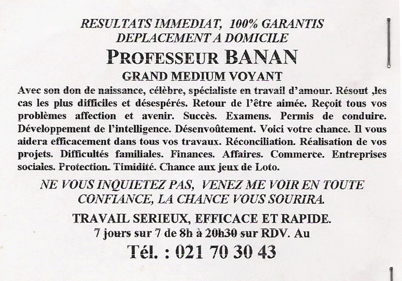 Professeur BANAN, Belgique