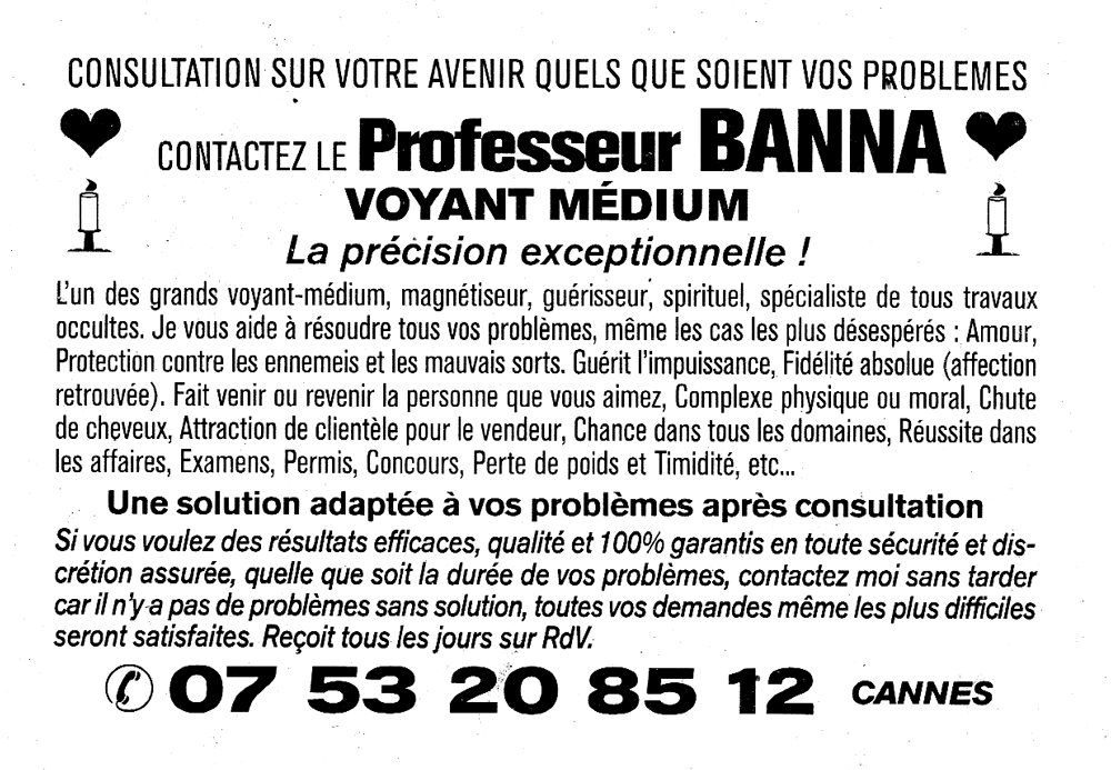 Professeur BANNA, Alpes-Maritimes