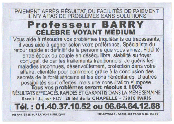Professeur BARRY, Paris