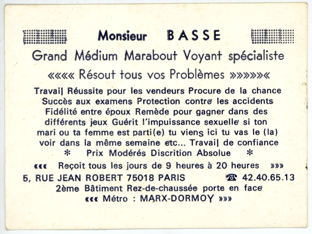 Monsieur BASSE, Paris