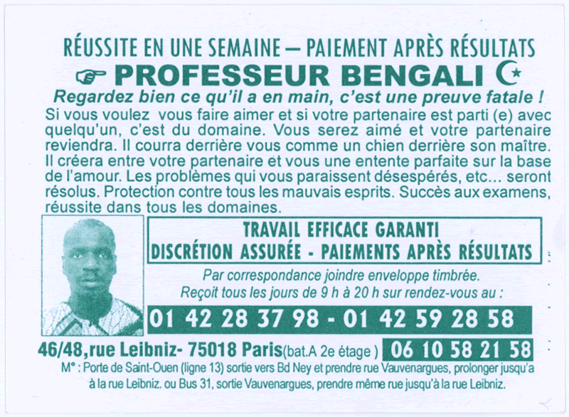 Professeur BENGALI, Paris