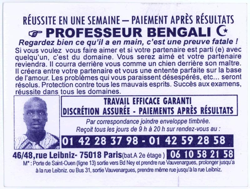 Professeur BENGALI, Paris