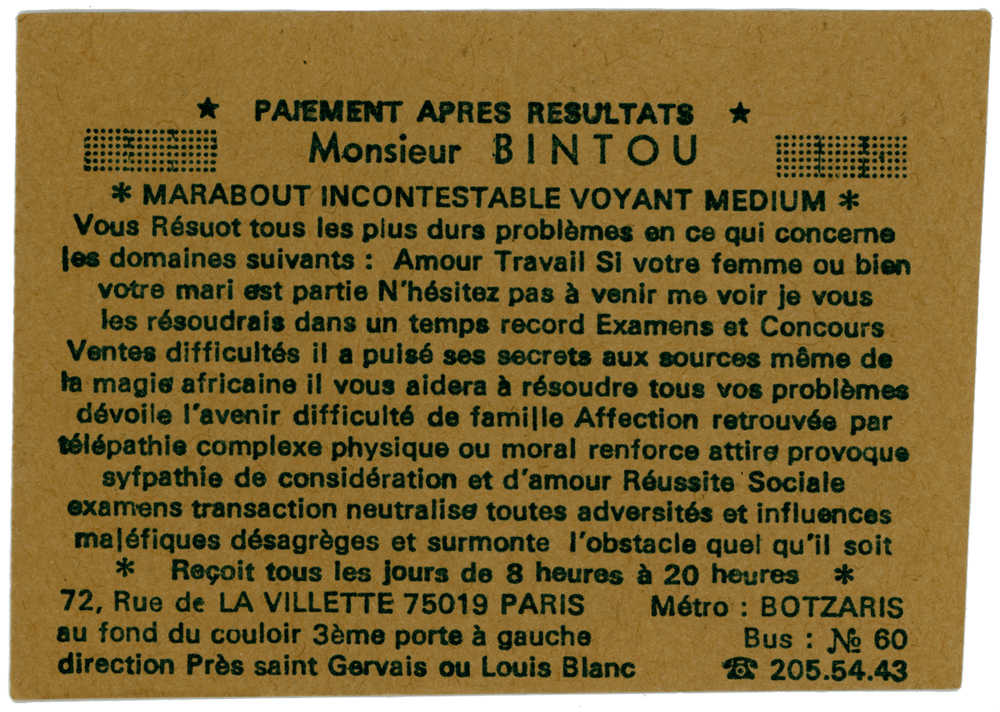 Monsieur BINTOU, Paris