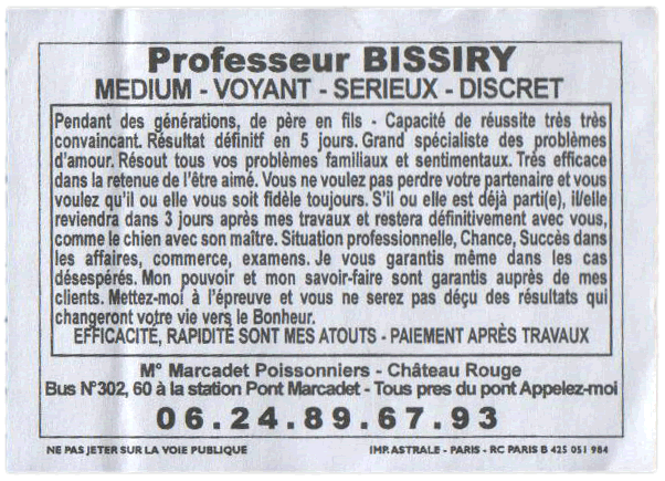 Professeur BISSIRY, Paris