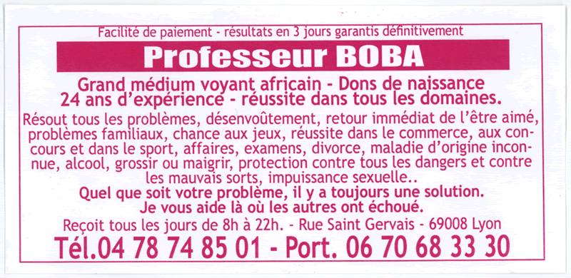 Professeur BOBA, Lyon