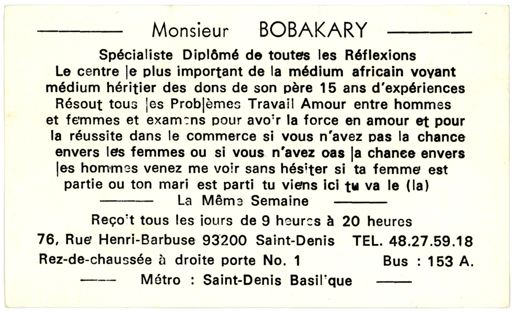 Monsieur BOBAKARY, Seine St Denis
