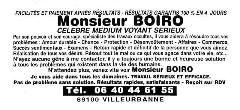Monsieur BOIRO, Villeurbanne