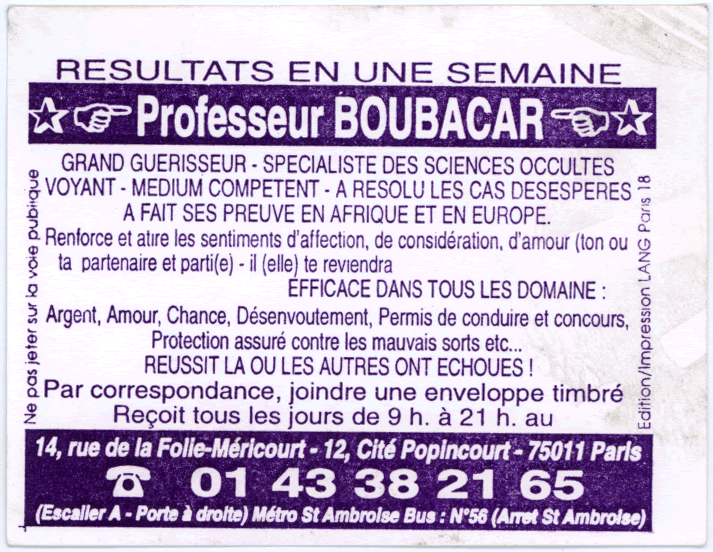 Monsieur BOUBACAR, Paris