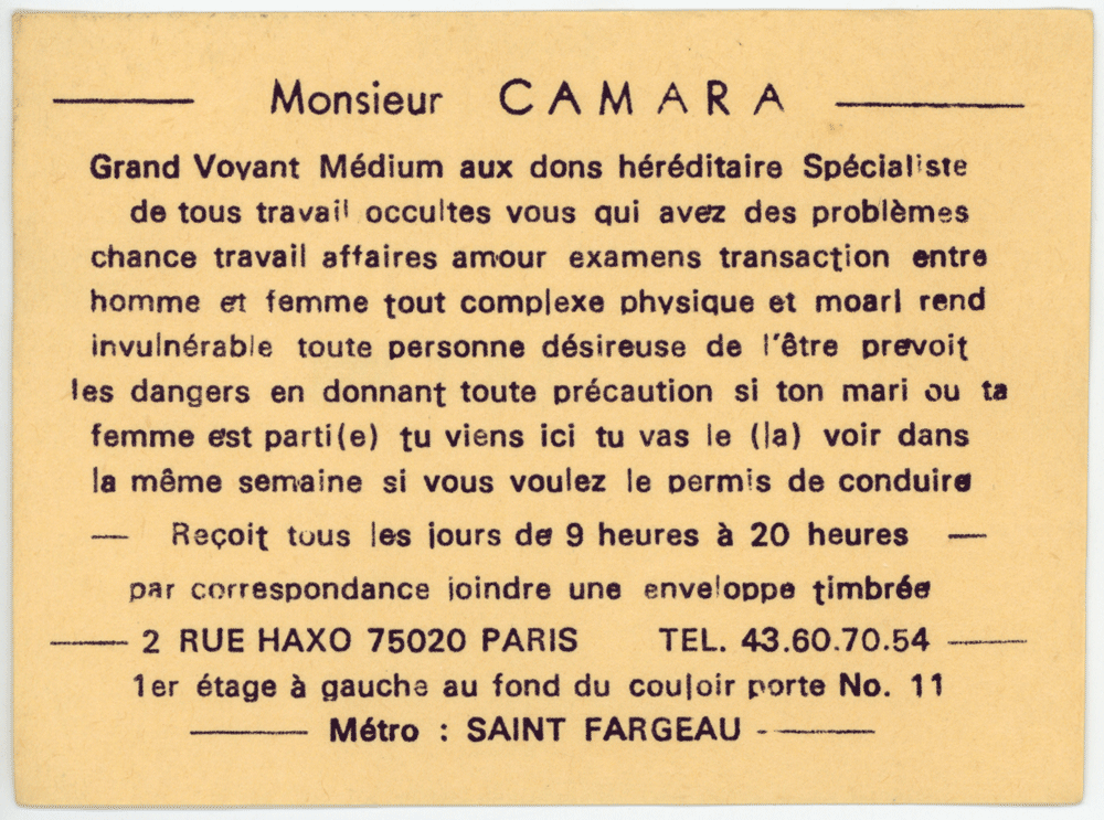 Monsieur CAMARA, Paris