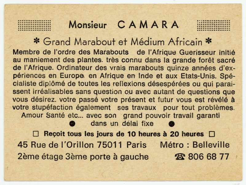 Monsieur CAMARA, Paris