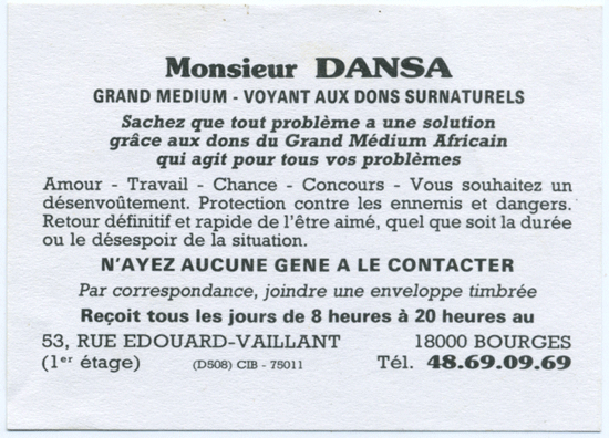 Monsieur DANSA, Bourges