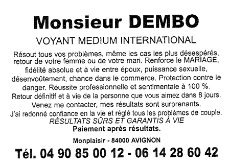 Monsieur DEMBO, Avignon