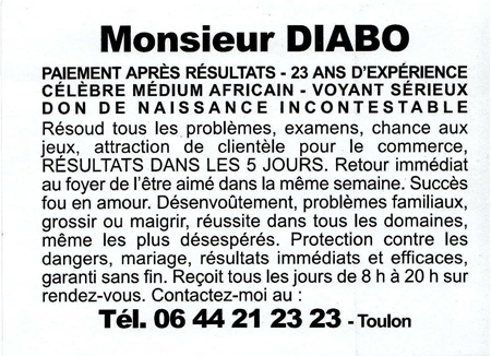 Monsieur DIABO, Var