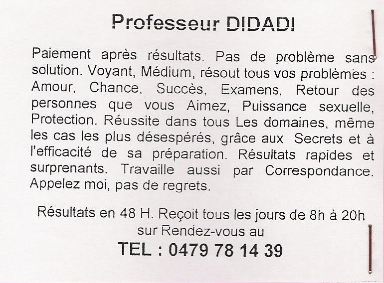 Professeur DIDADI, Belgique
