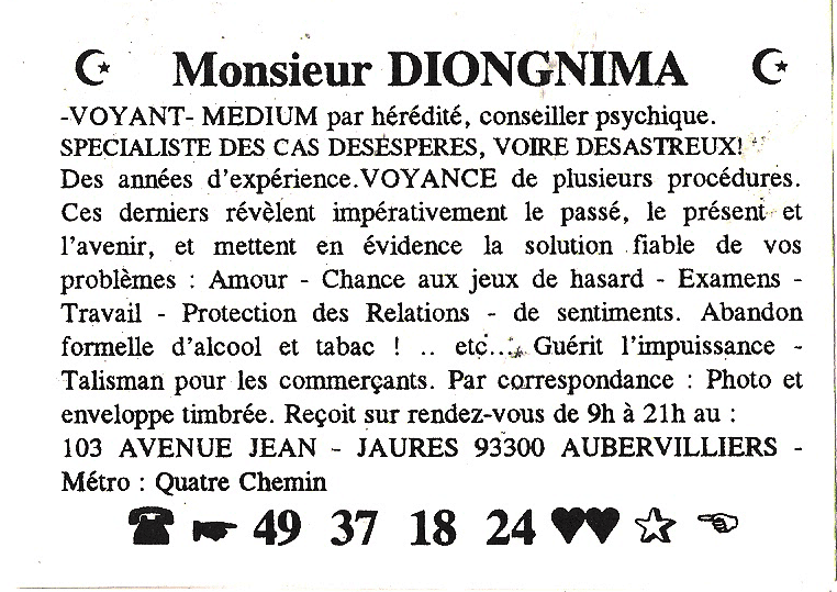 Monsieur DIONGNIMA, Seine St Denis