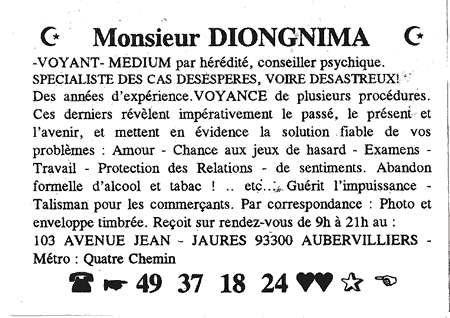 Monsieur DIONGNIMA, Seine St Denis