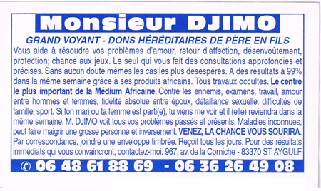 Monsieur DJIMO, Var