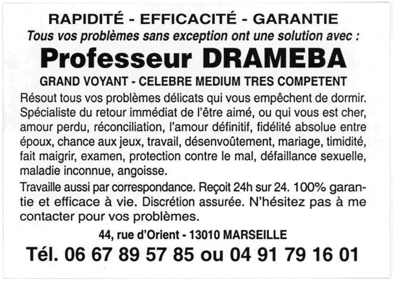 Professeur DRAMEBA, Marseille