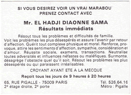 Monsieur EL HADJI DIAONNE SAMA, Paris