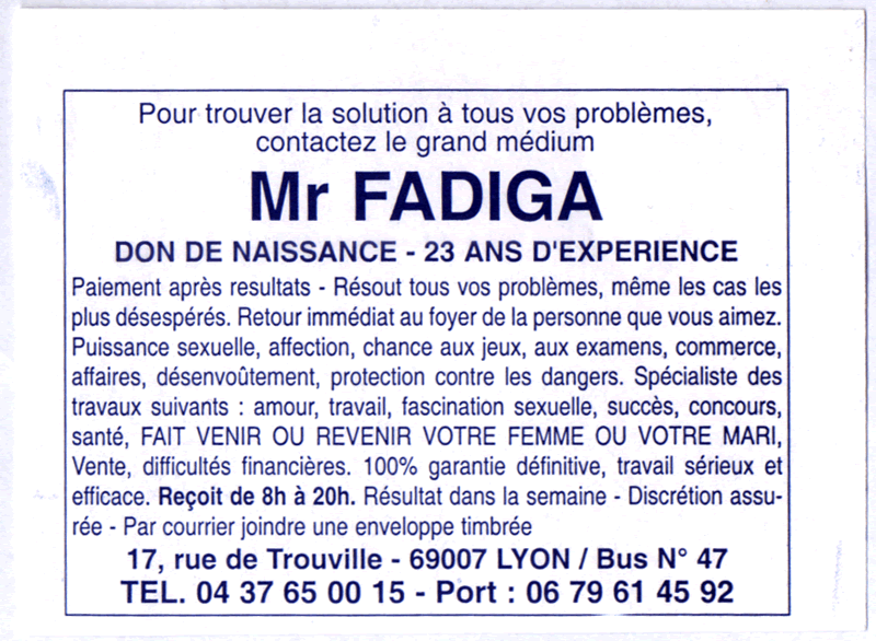 Monsieur FADIGA, Lyon