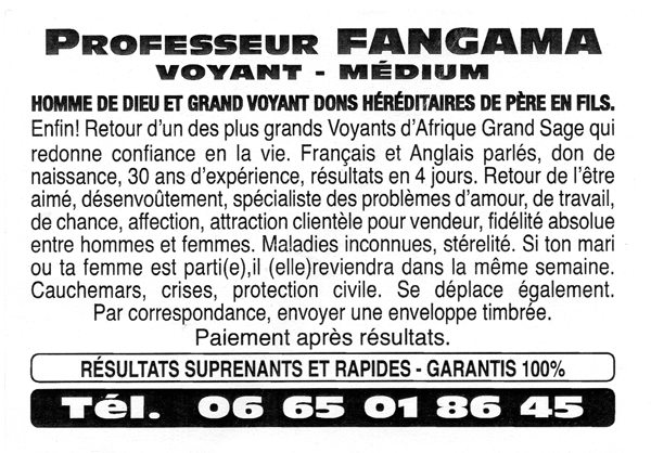 Professeur FANGAMA, Alpes-Maritimes