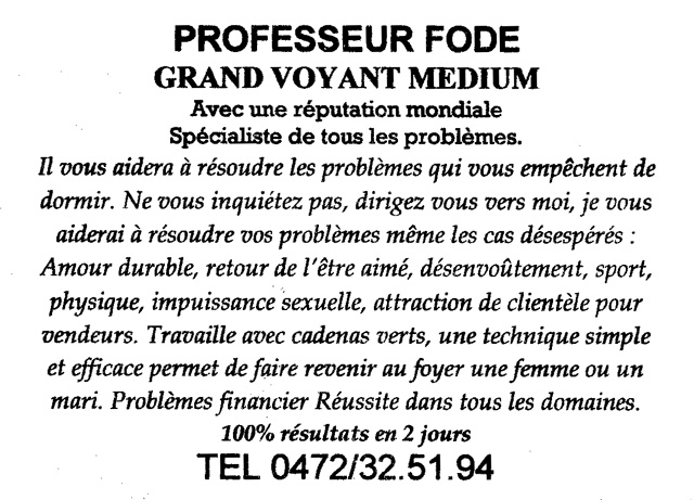 Professeur FODE, Belgique