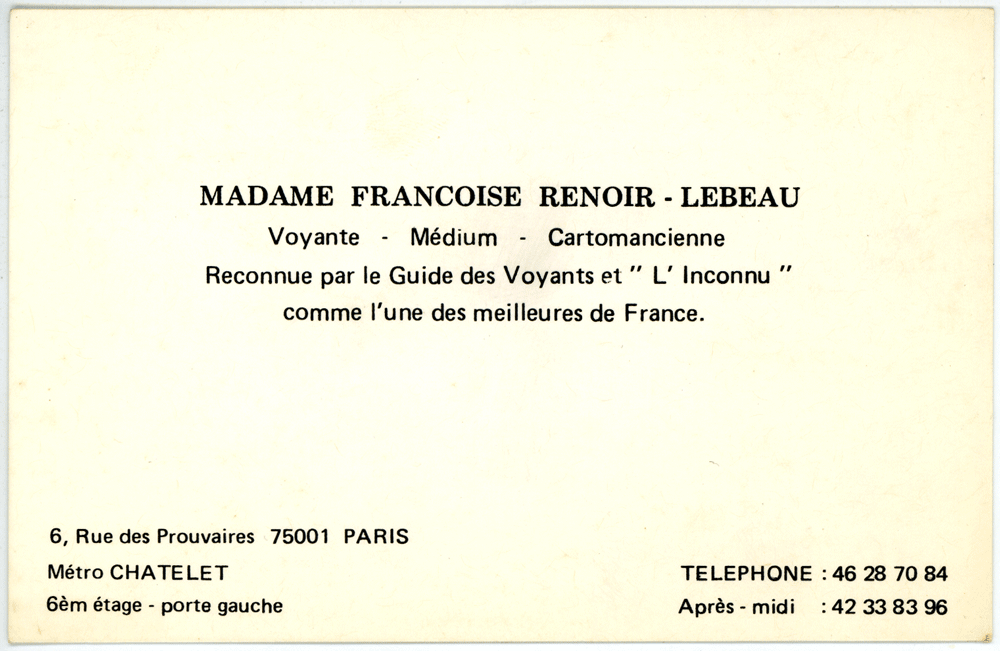 Cliquez pour voir la fiche détaillée de FRANCOISE RENOIR - LEBEAU