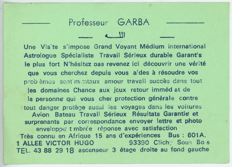 Professeur GARBA, Paris