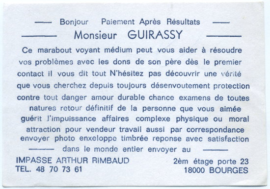 Monsieur GUIRASSY, Bourges