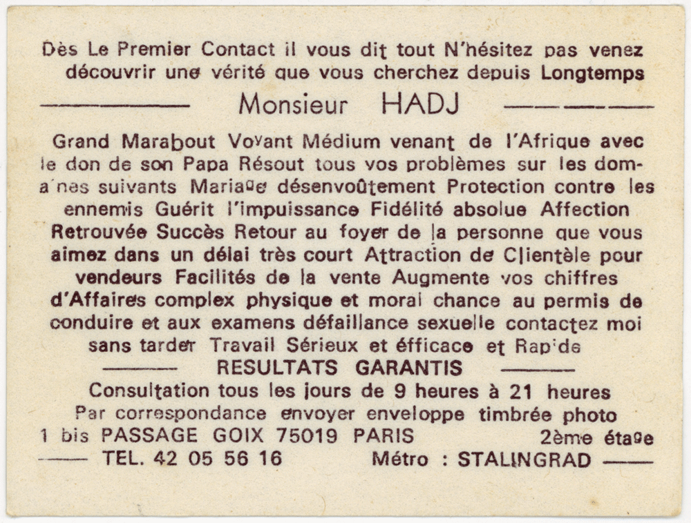 Monsieur HADJ, Paris