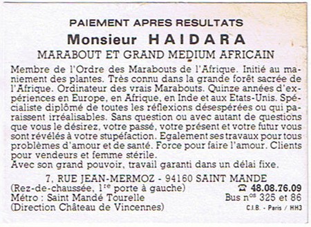 Monsieur HAIDARA, Val de Marne