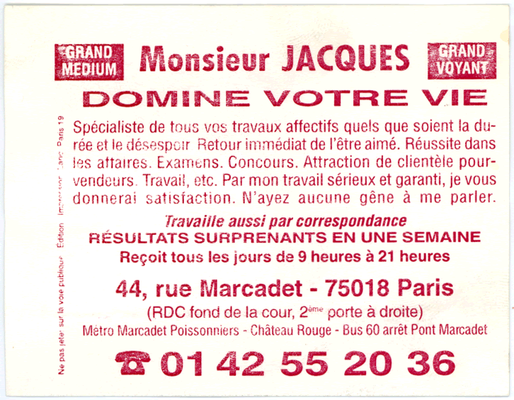Monsieur JACQUES, Paris
