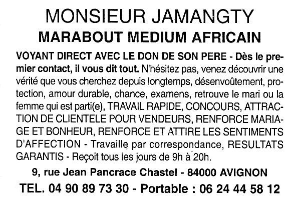 Monsieur JAMANGTY, Avignon