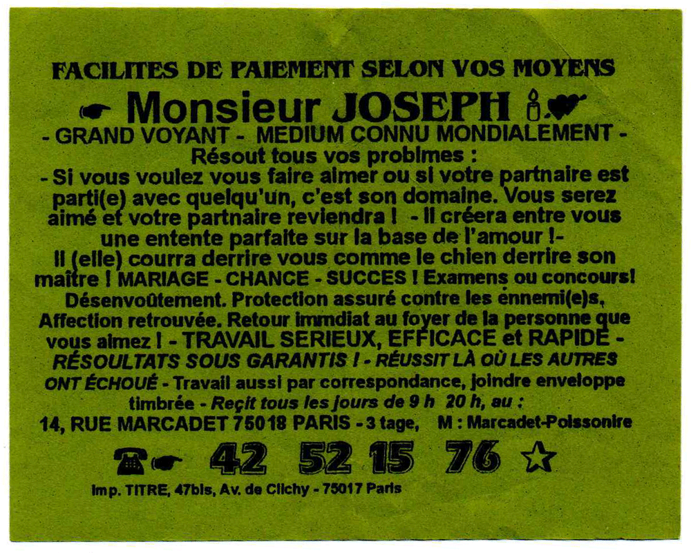 Monsieur JOSEPH, Paris