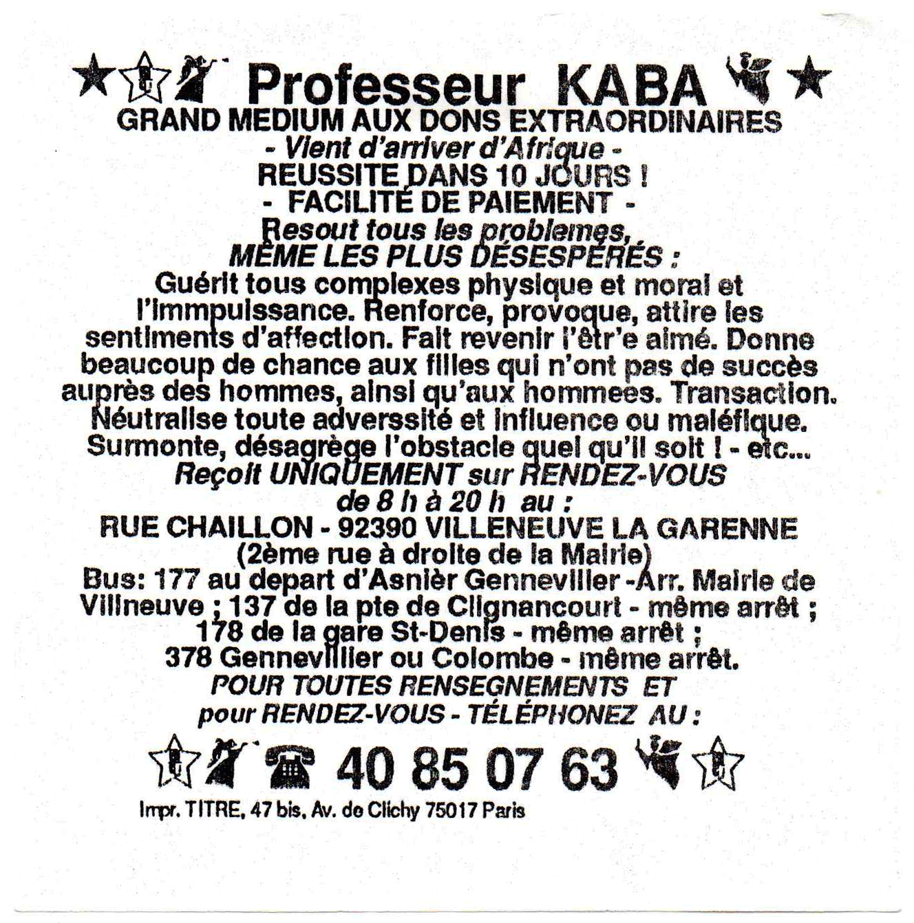 Professeur KABA, Paris