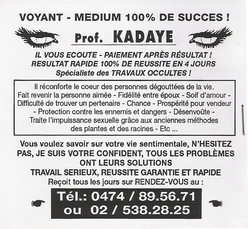 Professeur KADAYE, Belgique