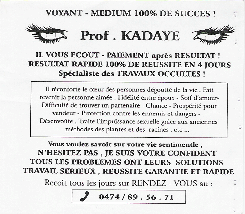 Professeur KADAYE, Belgique